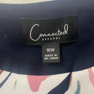 connected apparel Navy Midi Dress with Pink & Green Floral Print